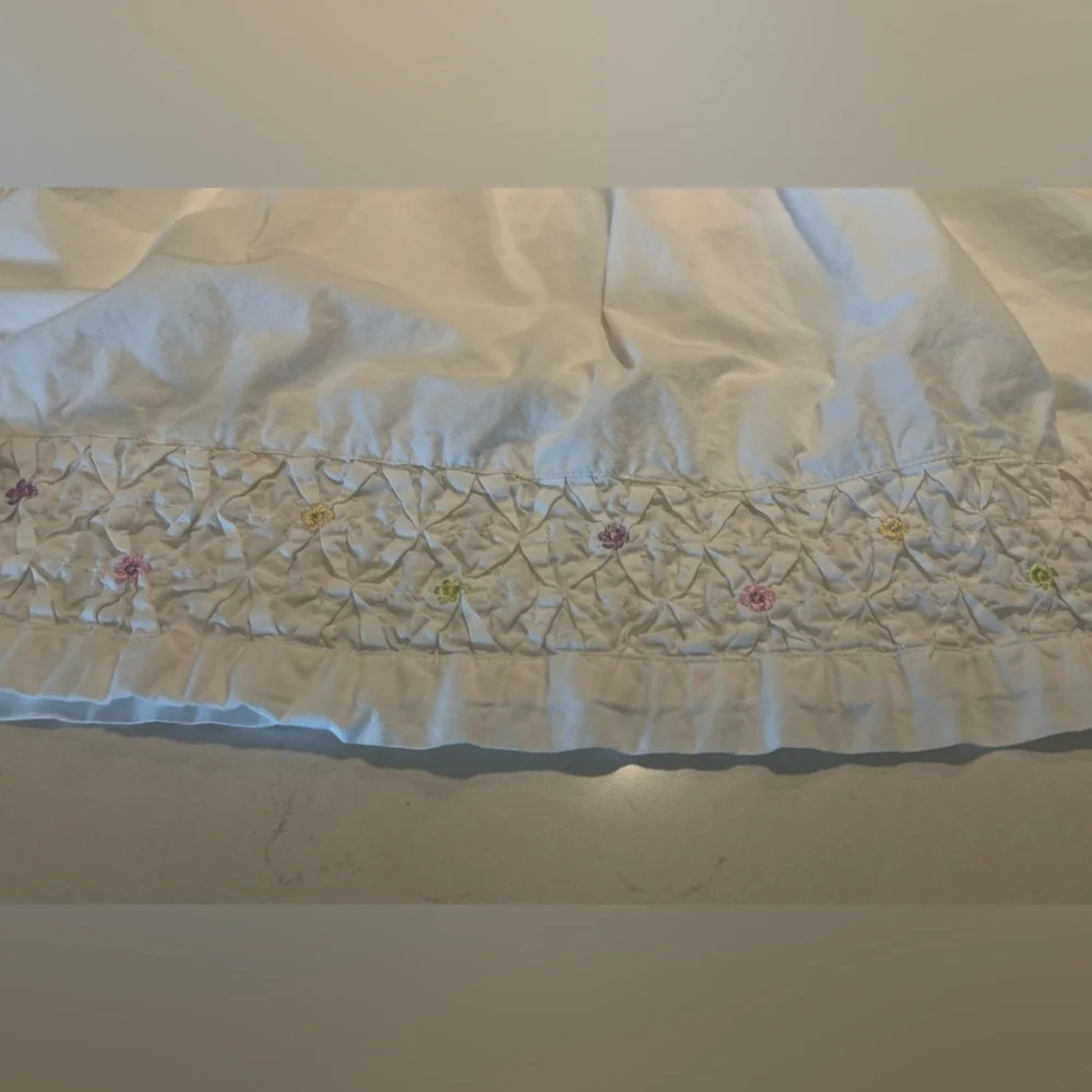 White Cotton Kids Dress with Floral Accents